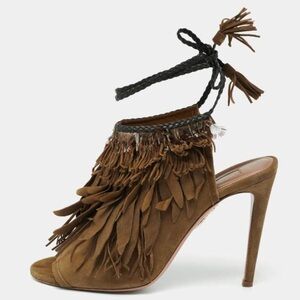 Aquazzura Tassel Ankle Tie Sandals Size 38